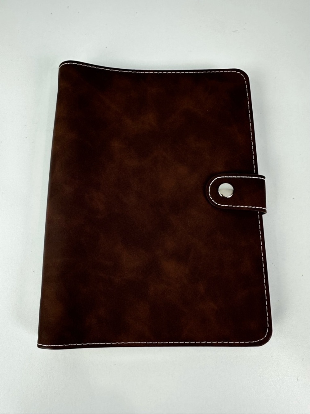 A5 Six Ring Soft Brown Coffee Colored Snap Closure Binder With Clear Pouches